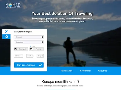 Nomad - Online Plane and hotel Ticketing Reservation design illustration travel ui
