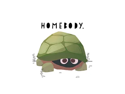 HOMEBODY. cute art digital art digital artist digital illustration gubsly gubslyart homebody procreate procreate pocket pun threadless turtle