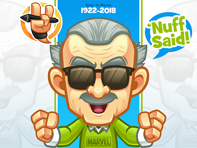 Stan Lee avatar cartoon character design illustration lee marvel mascot rockdoodle stan tribute vector