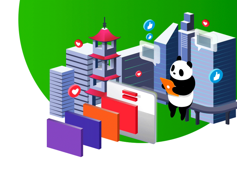 Ping Pong Digital | Section illustration animation branding character character design china design icon illustration motion panda shanghai skyscraper ui ux vector web design