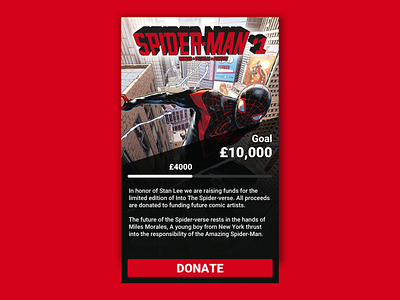 032 Crowdfunding app crowdfund crowdfunding crowdfunding campaign daily 100 daily 100 challenge dailyui design marvel mockup phone spiderman stan lee ui ux