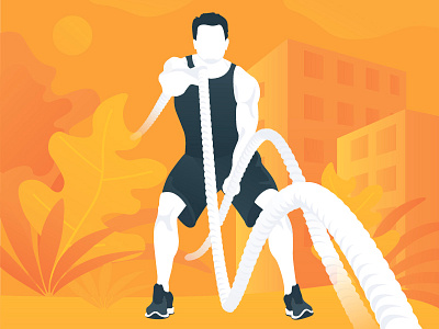 Sport character flat illustration man otange sport ui illustration vector