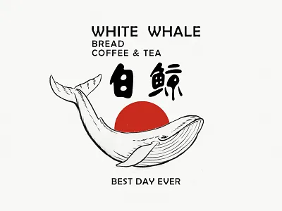 White whale coofee illustration logo shop