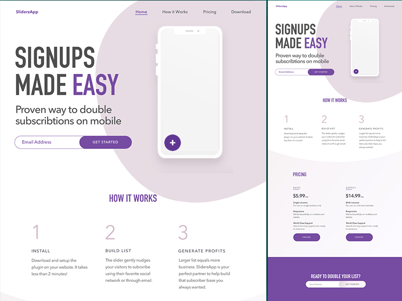 Landing Page Design & Animation app branding design ui