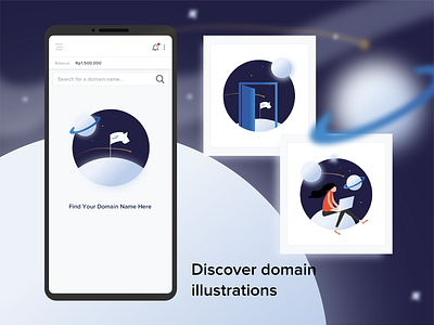 Find and discover domain name apps cloud cloud computing design discover domain illustration network seach ui