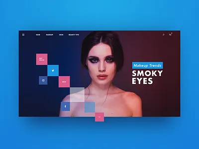 Makeup Site ecommerce fashion grid header landing page makeup minimal navigation sketch social ui ux web web design