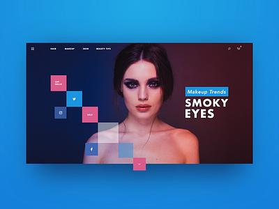 Makeup Site ecommerce fashion grid header landing page makeup minimal navigation sketch social ui ux web web design