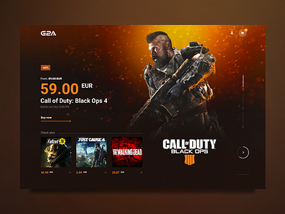 Header concept for G2A platform call of duty ecommerce g2a game gamers games geek header home landing page shop slider top offer