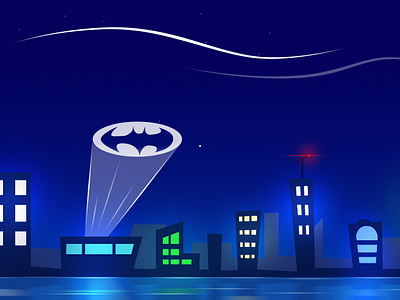 Mr. Wayne's Day Off batman city lights illustration night sky photoshop