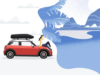 Dreaming of vacation car dream girl illustration mini moris summer vacation