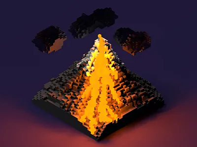 Voxel volcano 3d 3d art 3d model 3d render design isometric isometric design lighting magica voxel magicavoxel model render rendering volcano voxel voxelart