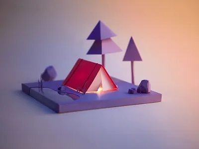 Camping Part 1 camping nature paper paper craft pond scene tent tree woodland