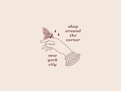Shop Around the Corner butterfly hand illustration logo nyc vector vintage youve got mail
