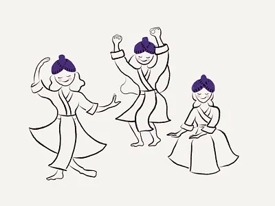 Groovy Hmong Gals dance design fun illustration practice procreate