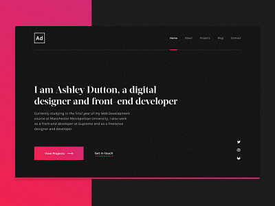 Ashley Dutton — Portfolio dark design portfolio typography ui web