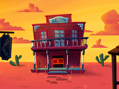 Saloon animation branding coloful design fun art illustration movie storytelling typography