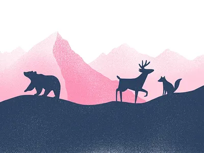 Mountain buddies illustration animals illustration mountains nature photoshop procreate