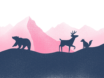 Mountain buddies illustration animals illustration mountains nature photoshop procreate