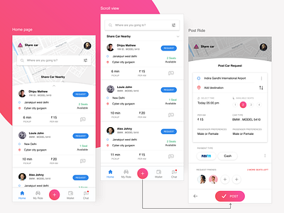 Share Car App booking cab car creative design dhipu dhipu mathew interaction design ios map mobile app mobile ux share car share pool travel