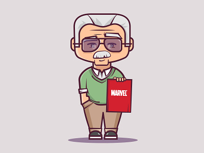 Stan lee 2d cartoon character characterdesign cute flat illustration marvel stan lee superhero vector