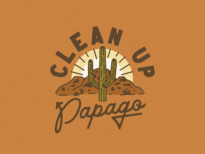 Clean Up Papago Branding arizona branding cactus desert logo logo design mountain papago primary logo saguaro sun sunrise sunset western