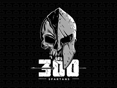 300 illustration skull spartan typography vector