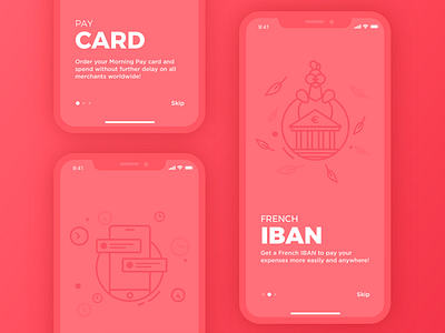 Illustrations for Morning App alexandre lartique app bank bank card chicken color design illustration ios iphone x market mobile app red ui ux