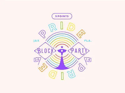 5 Points Pride 2018 2018 badge florida illustration jacksonville logo pride pride 2018 rainbow vector