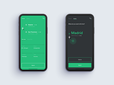 Flight Search app booking clean flight green mobile search transport travel ui
