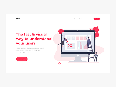 Landing Page | Hotjar branding design flat hotjar illustration landing page minimal red ui ui design ux ux design web web desgin website whit