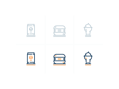 Outline Icons 2d coke cola flat hamburger icecream icon illustration line outline