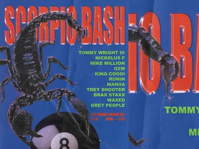 Scorpio Bash Poster 8 ball hip hop poster design rap scorpion texture typography