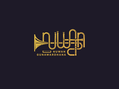 Nuwan Brass Player Logo branding brass flute harmonica logo music trumpet