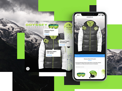 Odyssey Collection Mobile Design branding creative design graphic desgin mobile design mockup design snowboarding typogaphy ui web web design