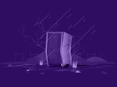 Toilet in Local South Africa 2d design illustration landscape purple