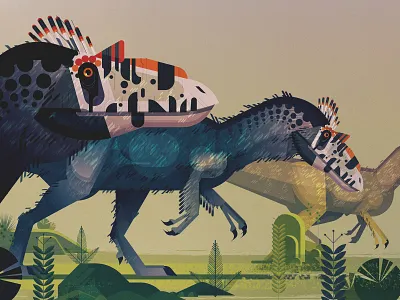 Dinosaurs 2 digital dinosaurs geometric illustration illustrator james gilleard retro vector vintage