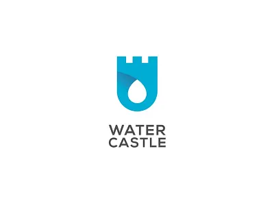 WATER CASTLE logo castle design for sale logo negative space vector water drop