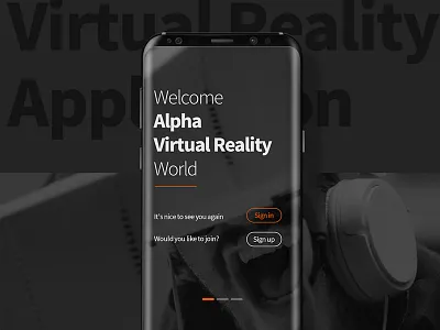 Vr Android App design launch page sign in ui user inteface ux