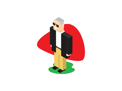 Isometric Stan Lee character comics illustration isometric line art marvel comics minimal stan lee tribute visual design