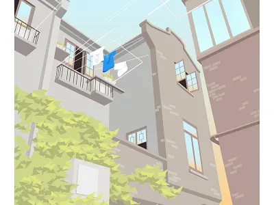 Shanghai street architechture building china city design digital graphic design illustration landscape illustration shanghai street streetscape urban vector