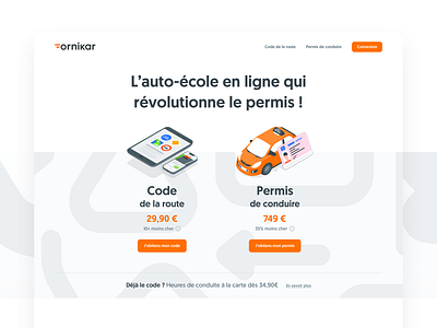 Ornikar.com • New website 🐣 design system desktop driving licence illustration isometric pattern rebranding ui ux