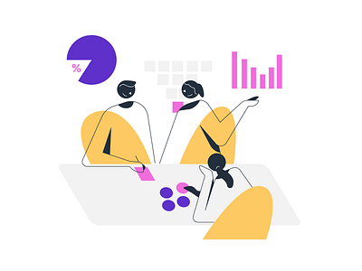 Graphs, Plots, and Chit-Charts character charts data visualization graph illustration meeting team