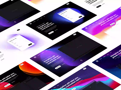 Slick headers 2 blurry backgrounds glass gradient hero section landing page mockup template webpage website