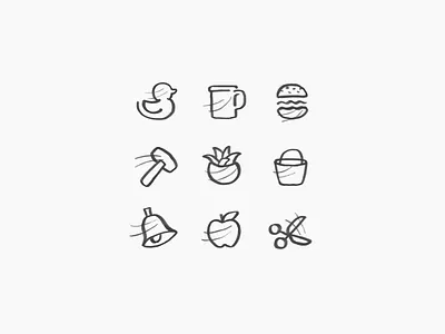 icon sketch apple burger duck icon sketch
