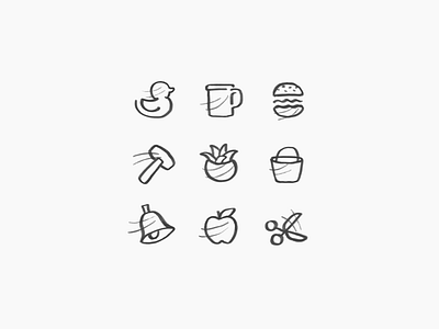 icon sketch apple burger duck icon sketch