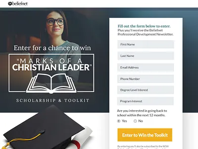 Christian EDU Landing Page form landing page unbounce webpage