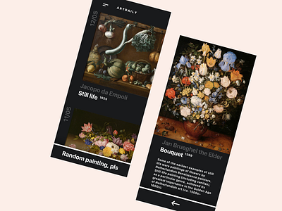 ArtDaily App app art concept dark ui