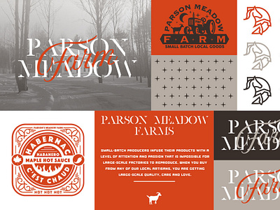 Parson Meadow Farm branding district north design farm goat habernac horse hot hotsauce http:www.districtnorthdesign.com illustration logo meadow new hampshire nick beaulieu parson sauce small batch tractor vector vintage