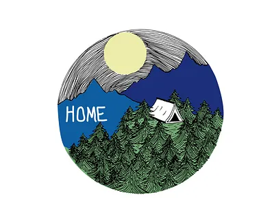 Home In The Wild camp fire design illustration line art logo poster art tshirt art tshirt design tshirt graphics