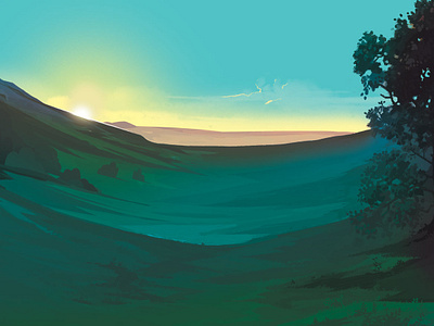 Sunrise art illustration landscape nature outdoors